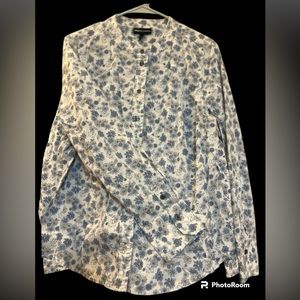 Low collar floral button down